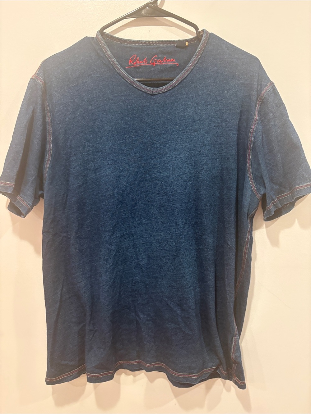Robert Graham Indigo Blue Short-Sleeve V-Neck Tee